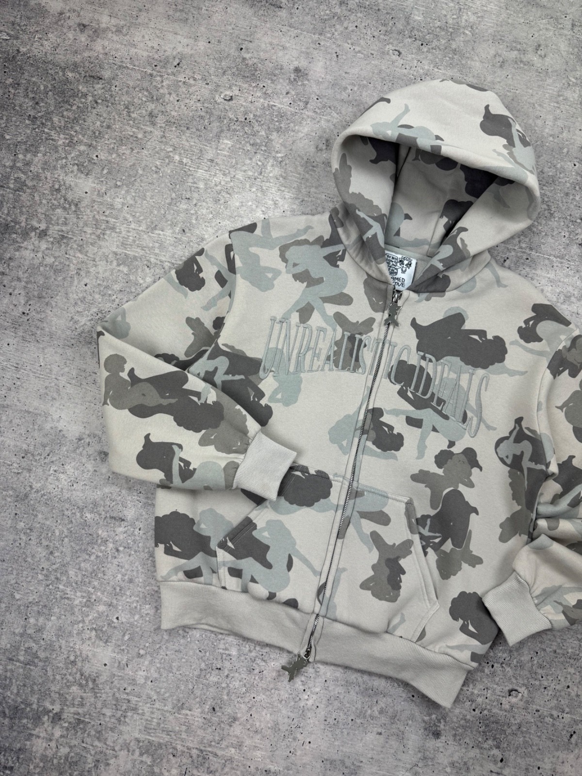 Named Collective Unrealistic Ideals Camo Girls Grey Zip Up Hoodie Zipper XS-S image 2