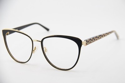 BEBE BB7235 001 JET BLACK GOLD LEOPARD AUTHENTIC FRAMES EYEGLASSES 57-17