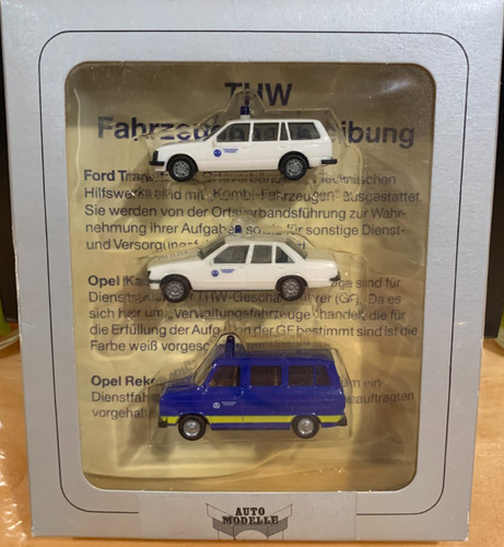 Raro Herpa #7551 HO 1/87 Ford y Opel THW Technical Response Juego de 3 Vehículos Nuevo en Caja | Zustand: New