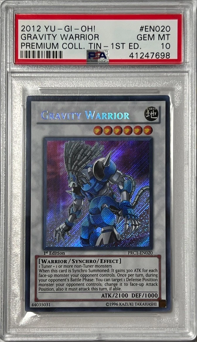 Yu-Gi-Oh! 1st Ed PSA 10 GEM-MT 'Gravity Warrior' PRC1-EN020 SECRET PARALLEL RARE