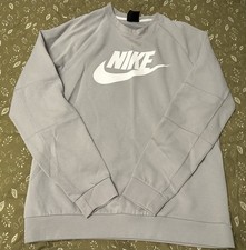 Nike Light Grey Sweatshirt Large Size Logo On Front Long Sleeve Good Condition