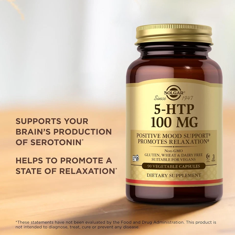 Solgar 5-HTP 100 mg, Promotes Relaxation, 90 Vegetable Capsules - Image 4 of 4