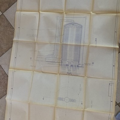 Atomic Power Station Blue Print Spent Fuel Assy, Vintage 1963,  89  X 36 