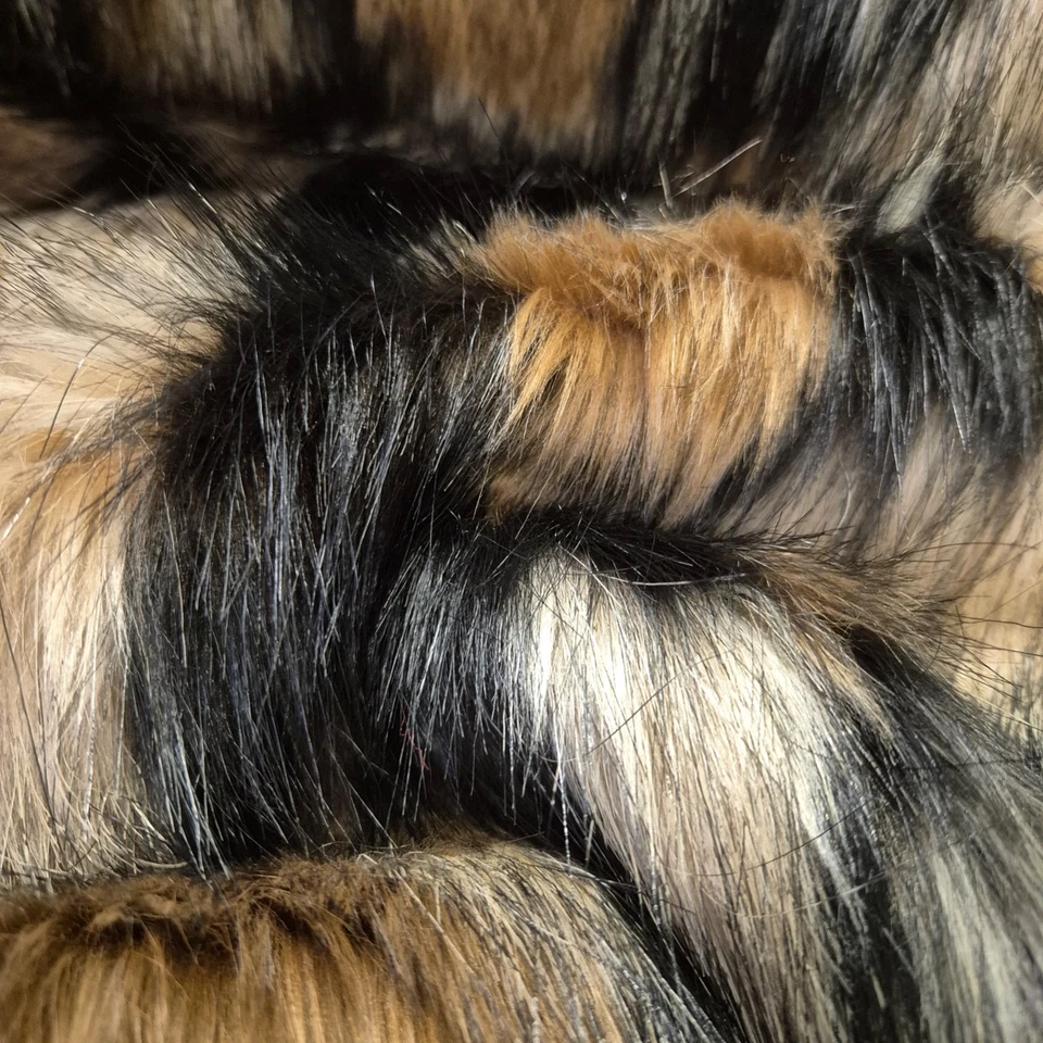 Webpelz Langhaar kuscheliges Kunstfell Stoff Fell Braun-Beige Deko Bekleidung - Bild 2 von 4