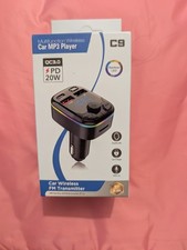 Bluetooth 50 Car FM Transmitter PD Type-C Dual USB Ambient Player Charger-USA