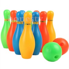 10 Pin Skittle 2 Balls Bowling Set Indoor Outdoor Party Game Toy Kid Child Color