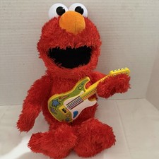 Sesame Street Rock Rhyme Elmo 14" Plush Guitar Sings English Spanish TESTED