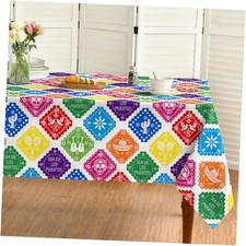 Mexican Fiesta Party Tablecloth 60 120 Inch 60" 120" Rectangular White