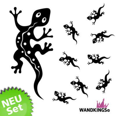 Wandtattoo Gecko SET - 9 STÜCK - Salamanda Leguan - W18