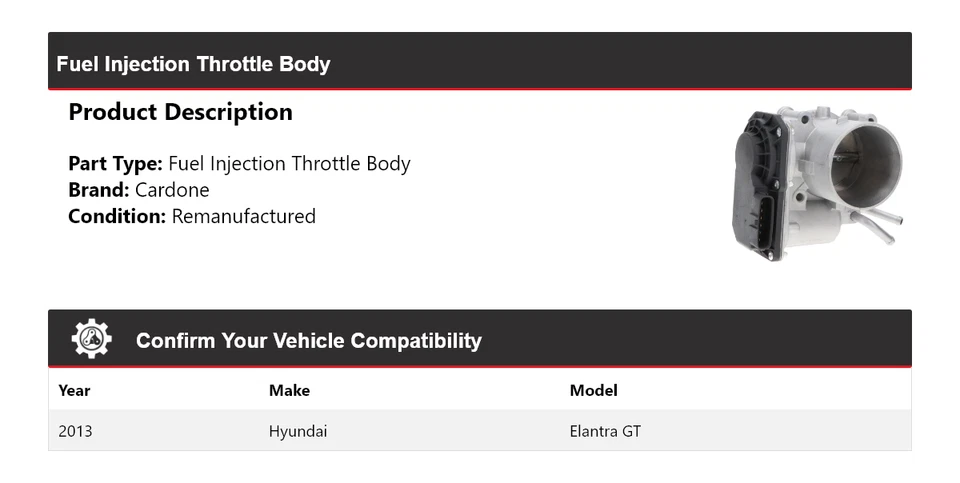 Carrocería de acelerador de inyección de combustible Cardone para Hyundai Elantra GT 2013 Foto 2 de 4