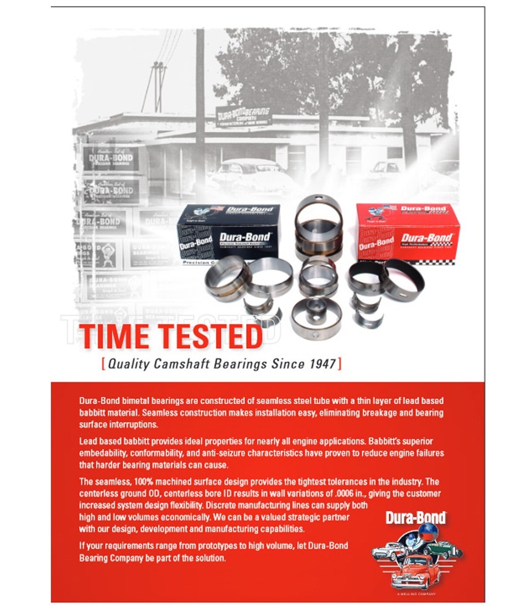 Dura-Bond Coated Cam Bearings + Brass Freeze Plug Set – For Small Block Chevy 283-350
