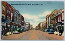 Postcard Washington Avenue Newport News Virginia Linen L1D