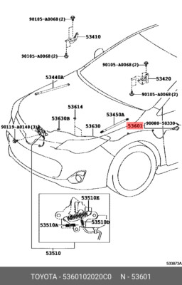OE lever sub-assy, hood lock control, 5360102020C0 for TOYOTA 53601-02020-C0