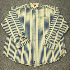 VTG Tommy Hilfiger Shirt Mens Large Vertical Stripes Nautical Service Issue 90s