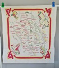Vintage CALIFORNIA STATE TABLECLOTH Souvenir 33" x 37" White Cotton MID CENTURY — photo 1