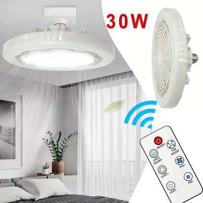 30W Ceiling Fan LED Light Mount 3-Speed Wind E27 Lamp Holder for Home Study