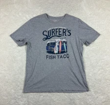 Chaps Mens Size S Surfer's Fish Tacos Short Sleeve Gray Shirt Van Surf Boards 