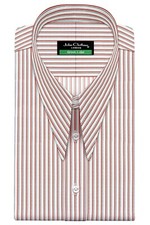 Men's Classic Sharp Spear Pointed Dagger Collar Red Stripes Formal Dress Shirt