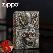 Jacket Silver Dragon Treasure Luminous With Turning Wheel Zippo Lighter
