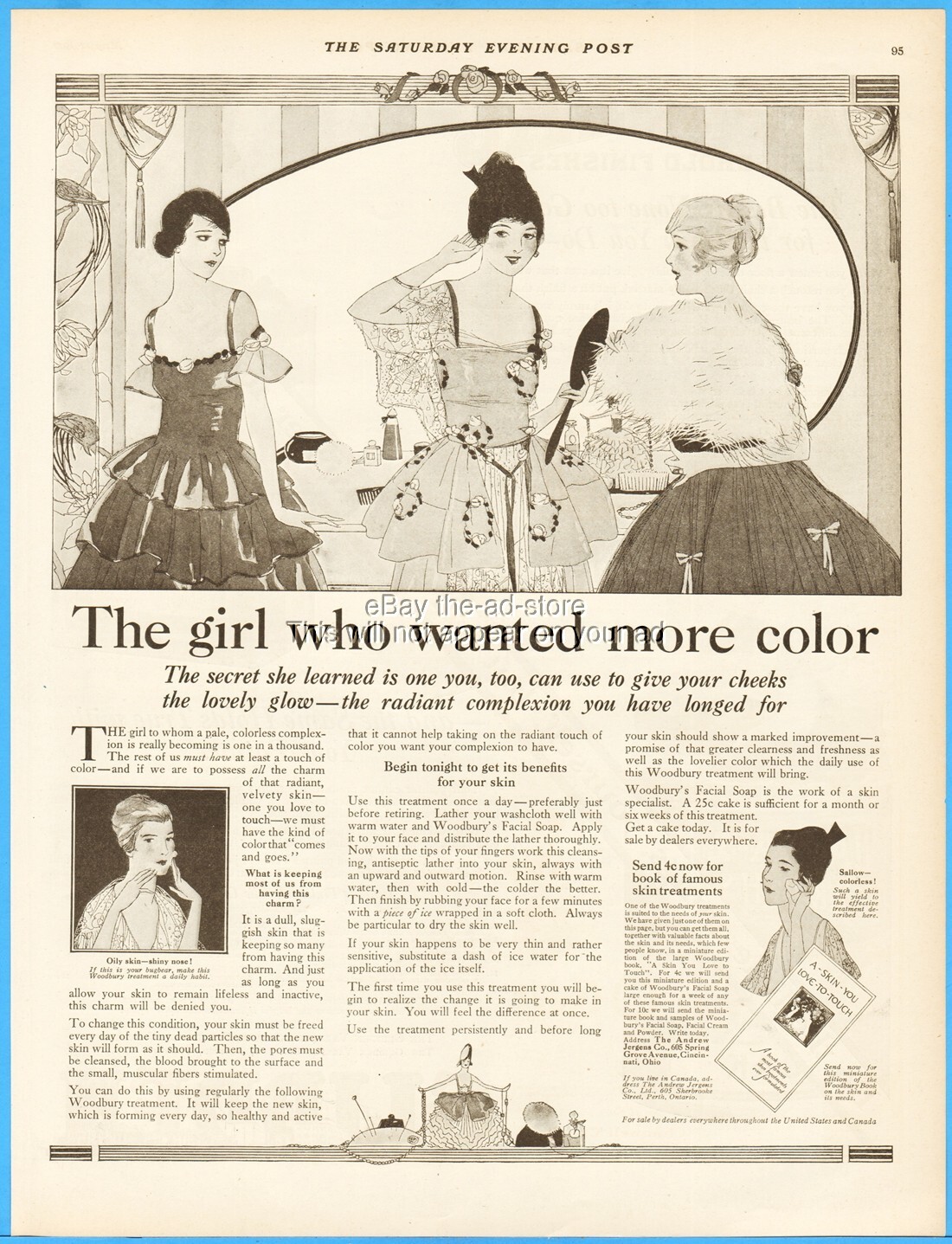 1917 Andrew Jergens Co Cincinnati Ohio The Girl Who Wanted More Color Vintage Ad