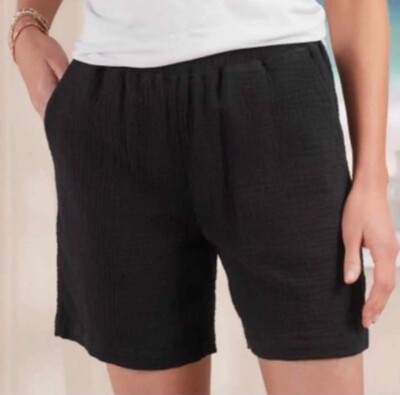 Soft Surroundings Tallulah Shorts Black Gauze w/ Pockets XXXL 3XL 24W $70