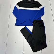 Black Blue Athleisure 2-Piece Set Long Sleeve Top, Joggers Set Boys Size Large