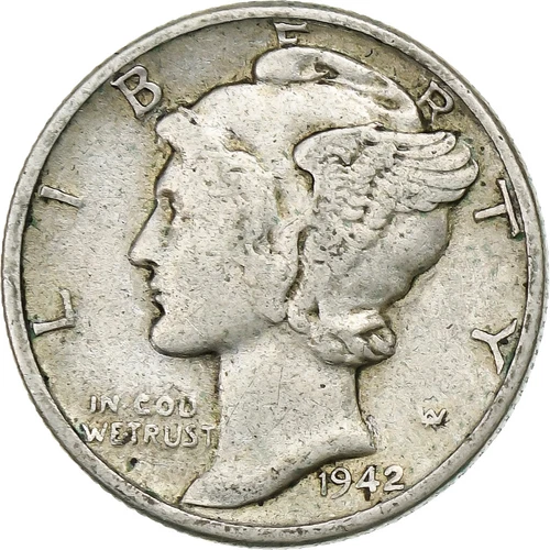 [#1164006] United States, Dime, Mercury Dime, 1942, U.S. Mint, Silver, EF, KM:14