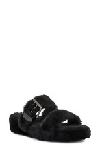 NEW UGG Fuzz Yeah Genuine Shearling Slipper Sandal BLACK 9 US 7 UK B29 