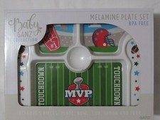 Baby Ganz Baby Toddler MVP Football Melamine Plate Set, 5 pc feeding set, new