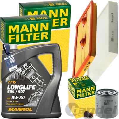 MANN INSPEKTIONSPAKET+5L MANNOL 504 5W-30 ÖL passend für AUDI A1 8X VW POLO 6R