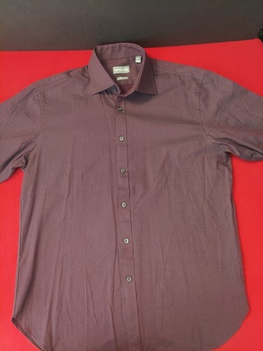 Michael Kors Slim Fit Button Down Long Sleeve Shirt Men's Large Burgundy... - Picture 7 of 11
