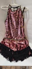 Weissman Dance Costume Child M Medium Pink Black Sequins Jazz New