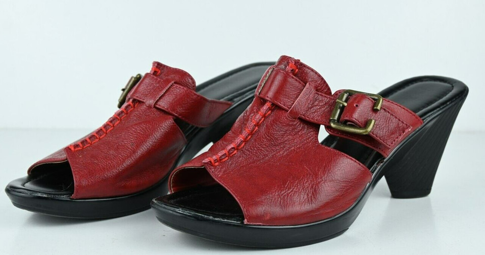 Womens leather clog heels shoes red black size 38  ITTI & OTTO  Shoes