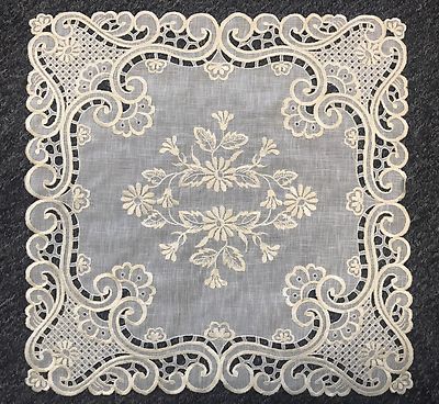 Beige 4 Pcs Organza Embroidered Lace 15'' Doily Doilies Placemat Wedding Party