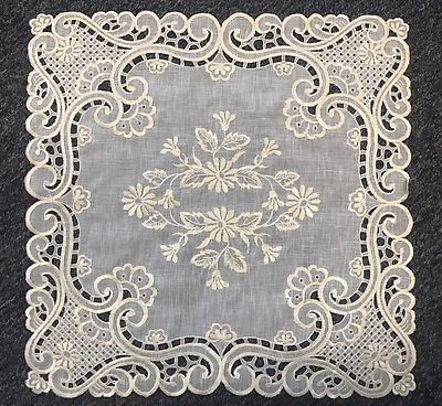 GRANTLINEN Beige 4 Pcs Organza Embroidered Lace 15" Doily Doilies Placemat Wedding Party