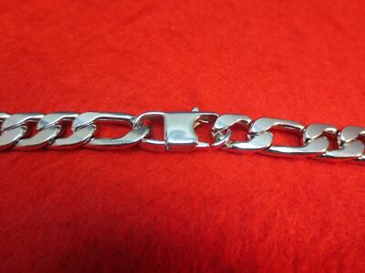 26''  10MM STAINLESS STEEL SILVER 10MM FIGARO NECKLACE W/SPECIAL CLASP WAS $15.95
