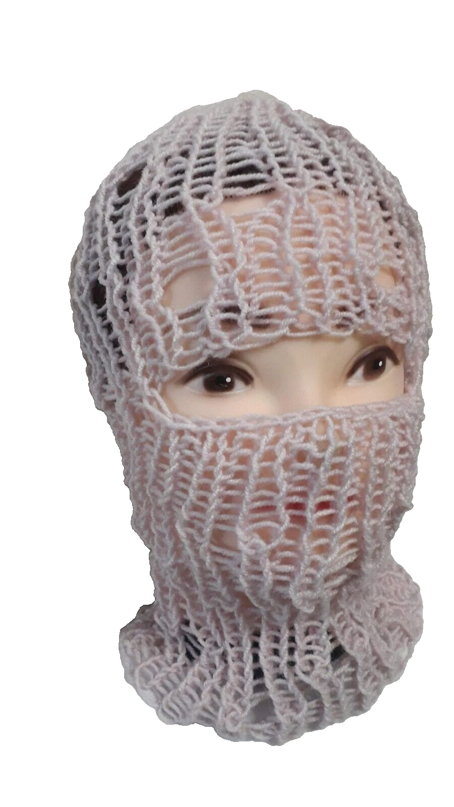 Handmade Knit Pink Balaclava Hood Hat Ski Mask Unisex Festival Hat