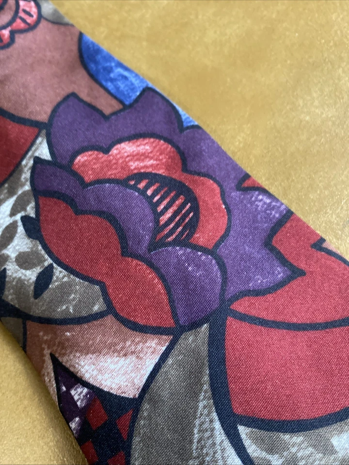 Gianni Italian Import Tie Multi Colored Floral Design Vibrant Vintage 54x3.5 - Image 3 of 4