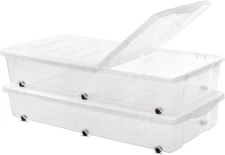 Citylife 2 Packs 57 QT Plastic under Bed Storage Bins with Double-Opening Lids C