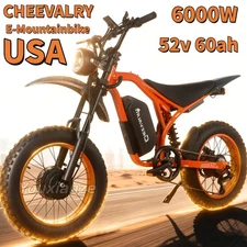 6000W E-Motorcycle 52V 32AH Electric Dirt Bike 37MPH 20*4" E-Mountainbike G20PRO