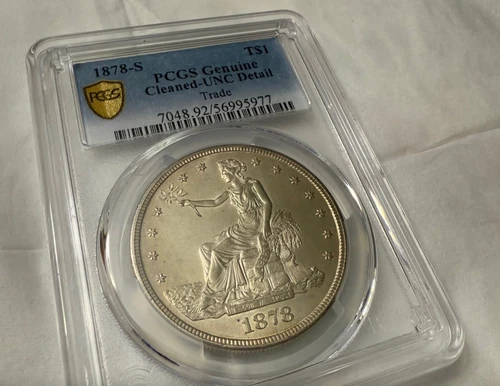 OFFERS WELCOME ! - 1878-S Trade Dollar PCGS UNC Details – Rare UNC details!