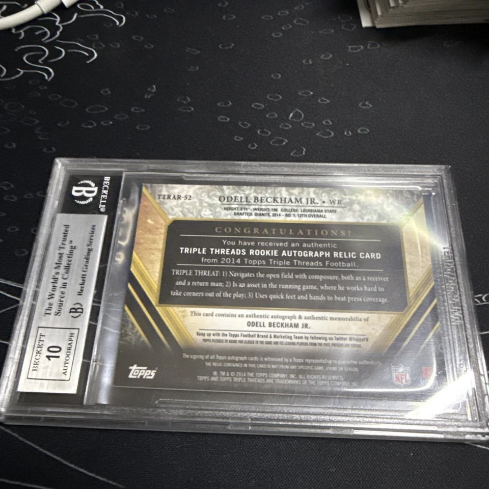 2014 Topps Triple Threads  Emerald- RPA Odell Beckham Jr /50 NM-MT 8.5 - Image 4 of 4