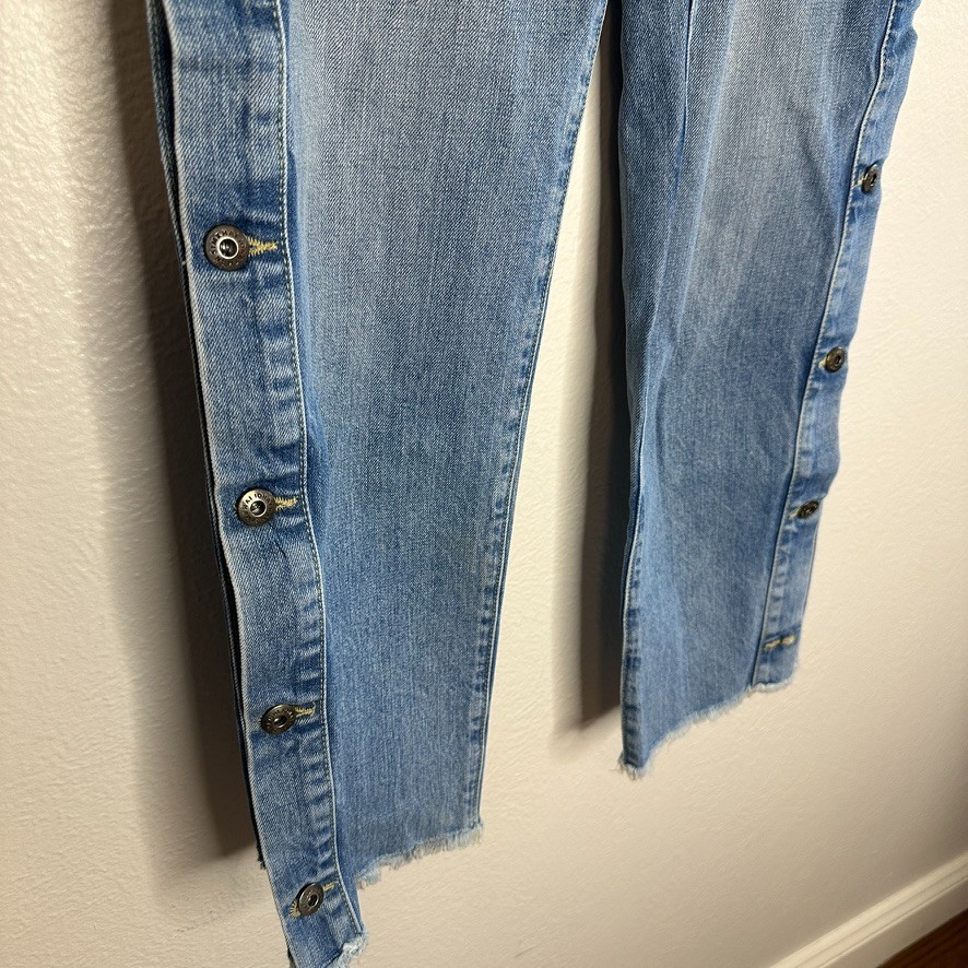 Jonathan Simkhai Side Button Jeans Light Wash Dis… - image 3