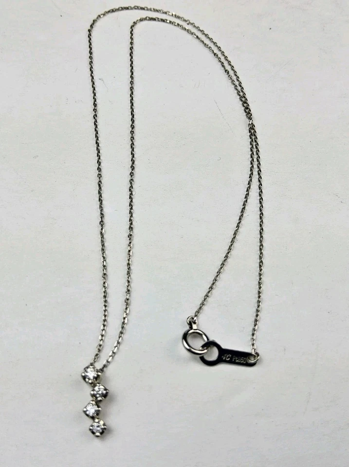 4C Platinum Natural Diamond 4 Stone Necklace - Image 2 of 4