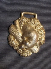 *Jungle PANTHER or COUGAR WATCH FOB***   --   VINTAGE BRASS PLATED METAL