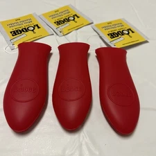 3 Lodge 3 Inch Red Silicone Hot Handle Holder Heat Resistant for Skillets