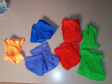 7 Pair stretch half gloves fingerless fishnet party dress up colors girls women