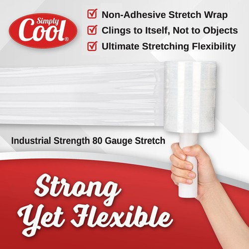 12 Pack Industrial Strength Mini Hand Stretch Wrap 5" 1000 Ft Roll 80 Gauge T... - Picture 3 of 8
