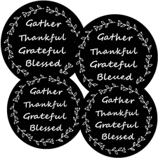 Burner Covers for Electric Stove (Black Thankful Gather Grateful Blessed, Round 