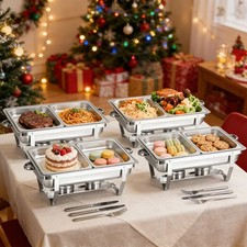 4 PACK Chafers and Buffets Warmers Sets for Catering 1/2 Food Warmer for Buffet